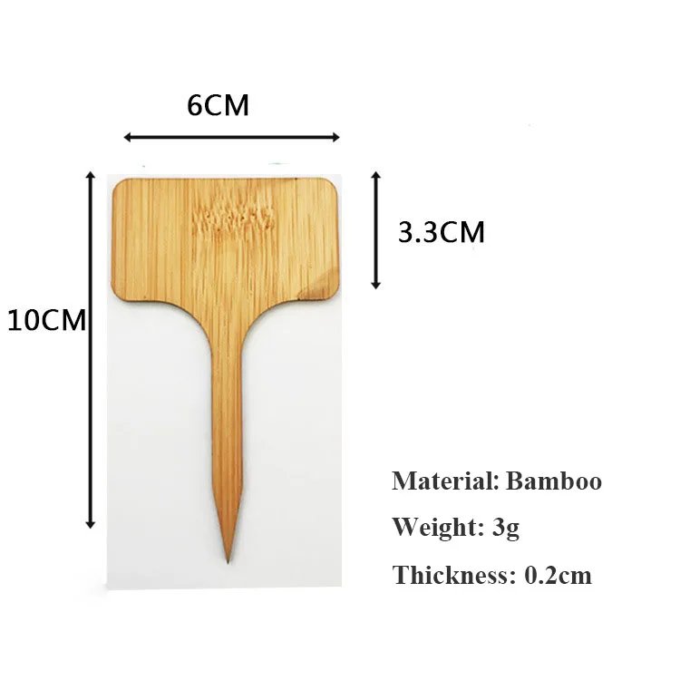 10 CM Long Lasting T-shaped Garden Flower Labels Bamboo Plant Markers Nursery Plant Tab