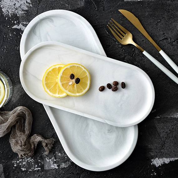 Western food dim sum plates jewelry plate dish art cutlery tray Nordic simple ceramic frosted oval fruit plate