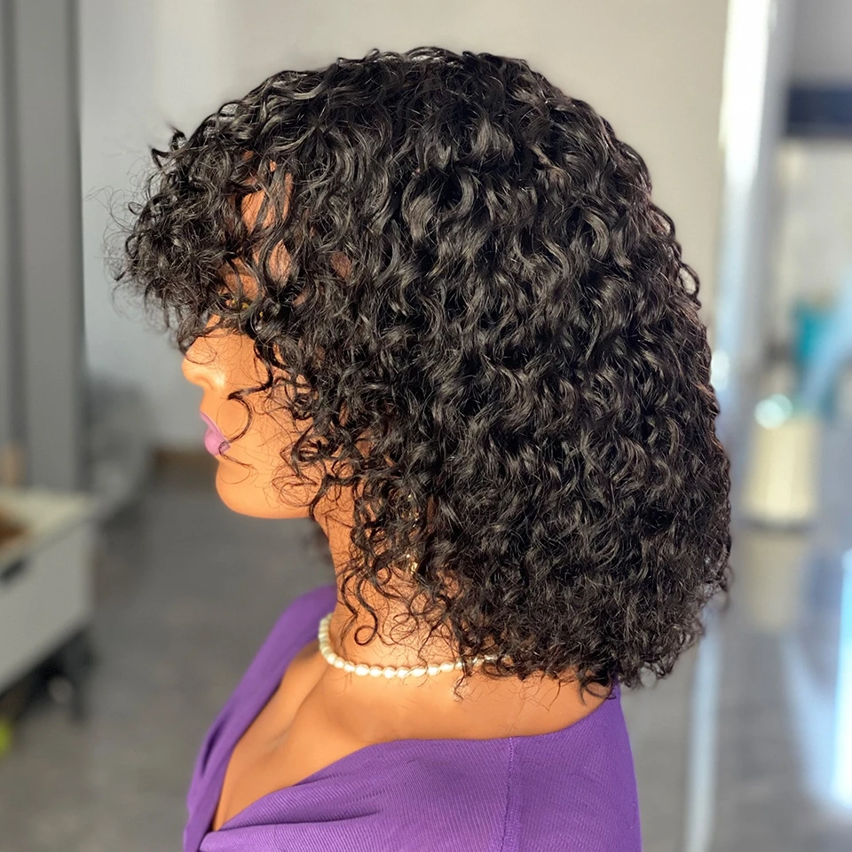 High Density 180 %  Size 13*4 Water Wave Machine Made Wigs 12 inch  Wigs 100% Human Hair Short Natural Hair Wig