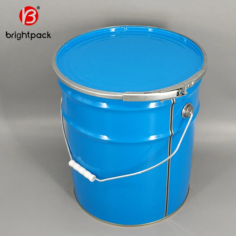 metal tin pail with lock ring lid  metal handle 5 gallon tin drum for paint packaging paint metal container