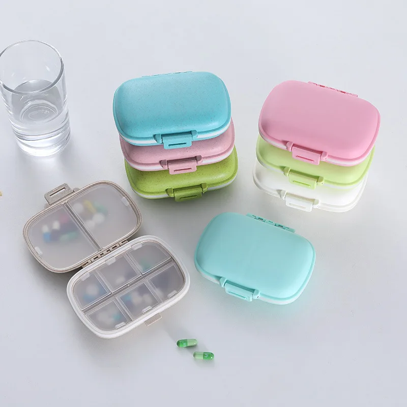 Plastic 8 compartment portable travel carry on pills sub packing medicine box small storage box