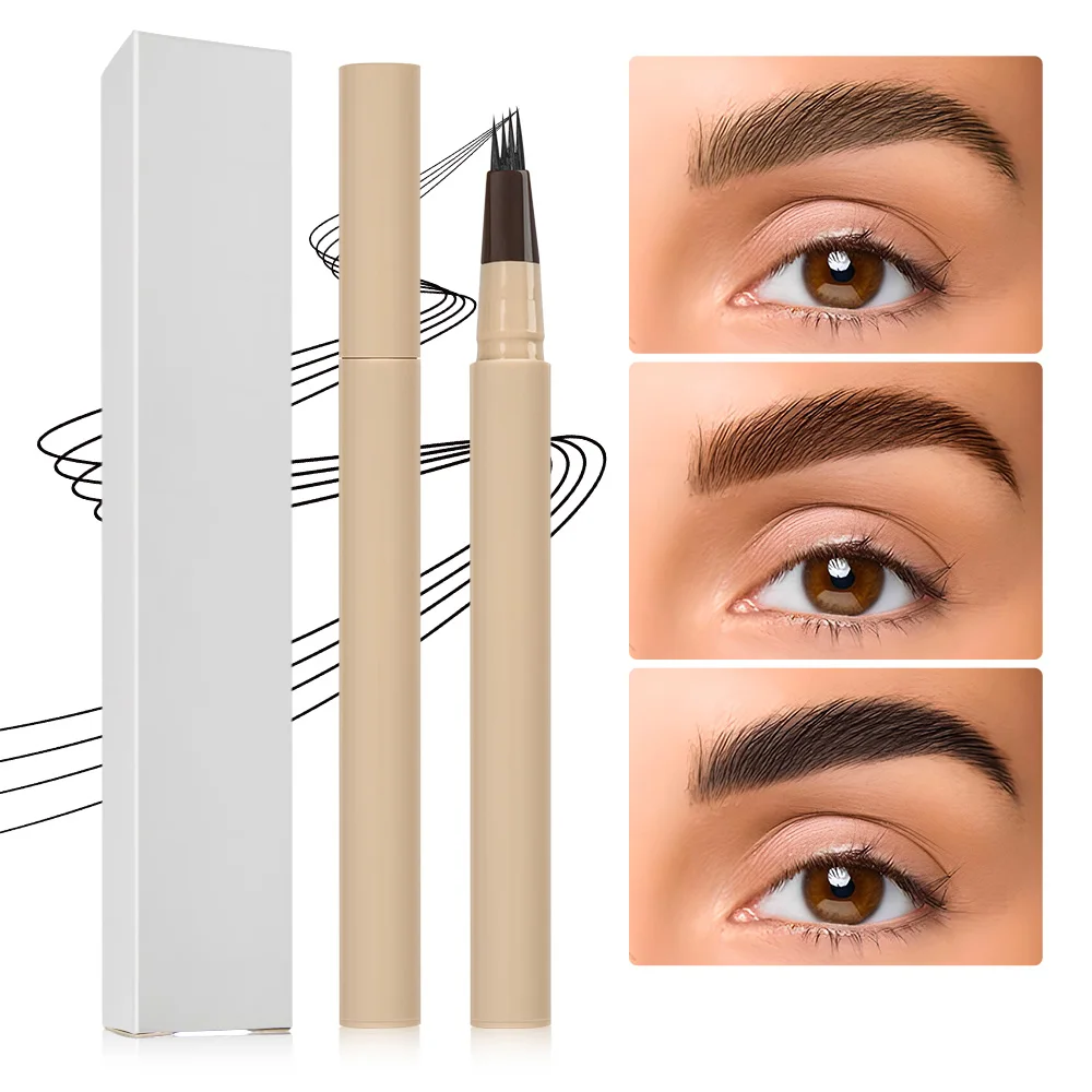 4 Point Waterproof eyebrow  microblading trimmer wax fork pencil and pen for women container private label custom eyebrow pen