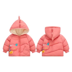 Cute Hooded Kids Baby Quilted Winter Puffer Jacket Toddler Girls Boys Bubble Dinosaur Coat Jacket for Kids