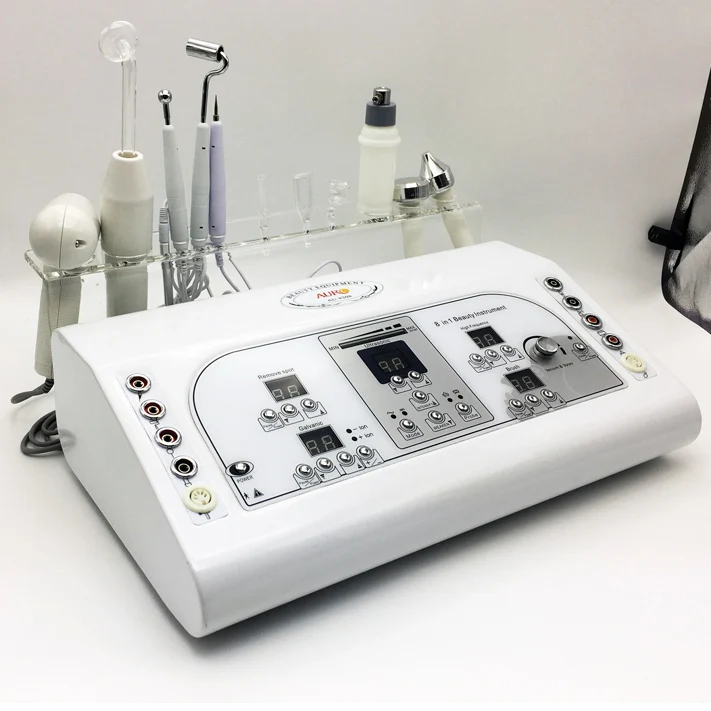 8 in 1 Multifunction Deep Cleaning Skin Rejuvenation High Frequency Galvanic Ultrasonic Face Massager Beauty Device