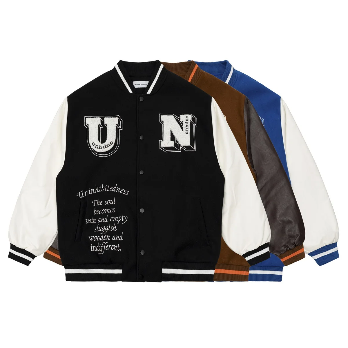 2022 wholesale custom high street unisex Duffle baseball hip hop lovers leather sleeves varsity jacket men women