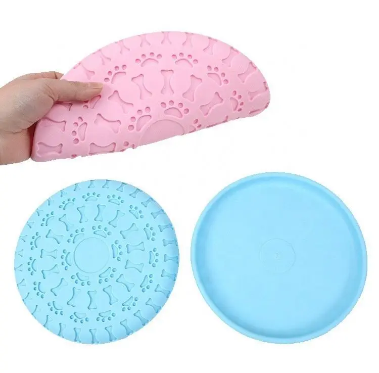 
Wholesale dog toy solid color pet flying disk TPR feeding training flying disk toy pet training 