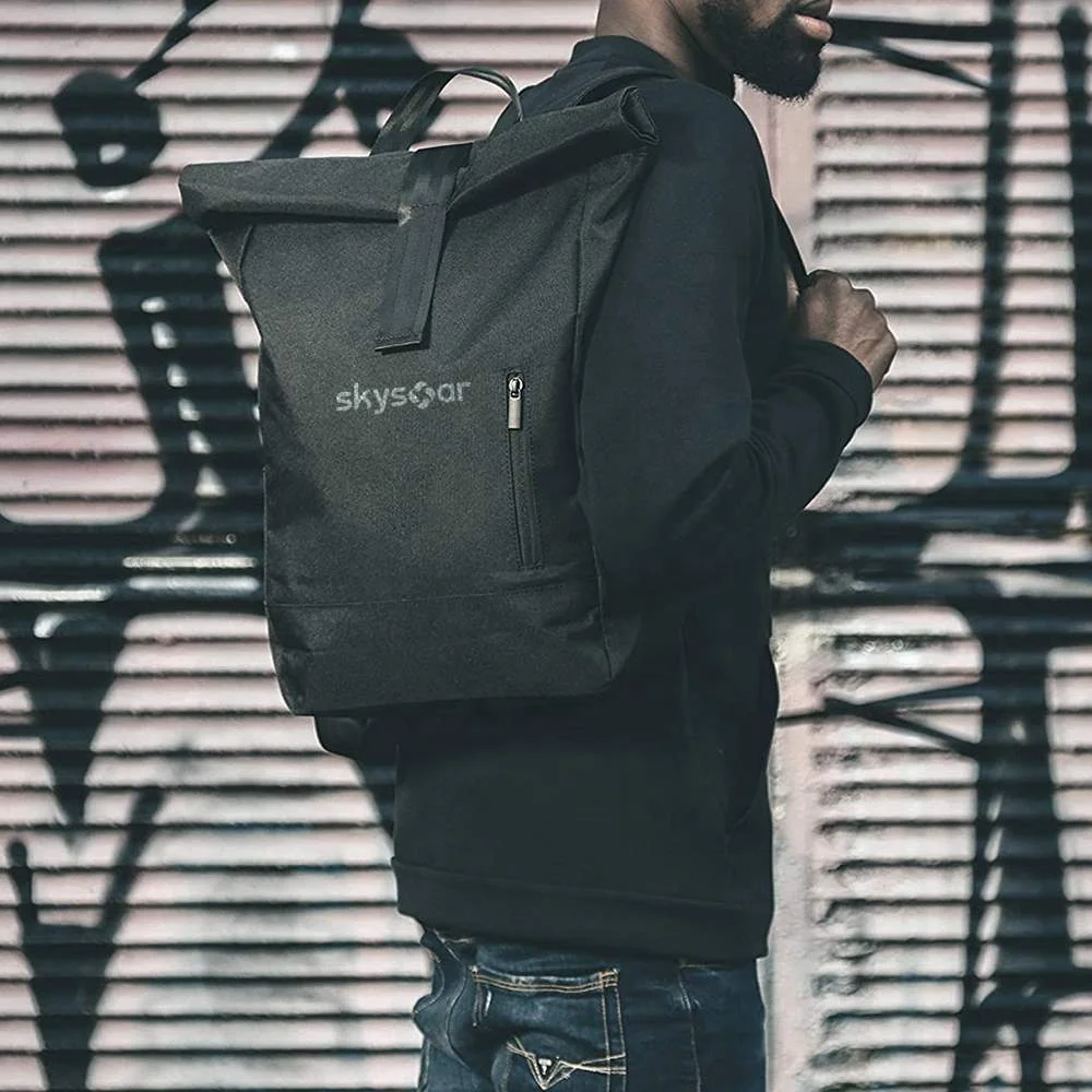 Manufacturer Urban Custom RPET Black Business Rucksack Waterproof Roll Top Casual Daypack Laptop Bag Backpack For Women & Men
