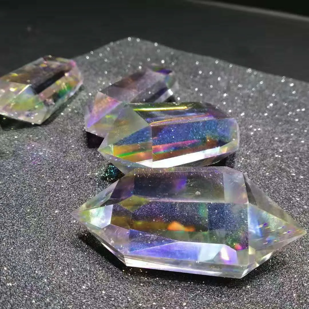 
Polished healing tower double angel aura quartz crystal point for wedding souvenir 