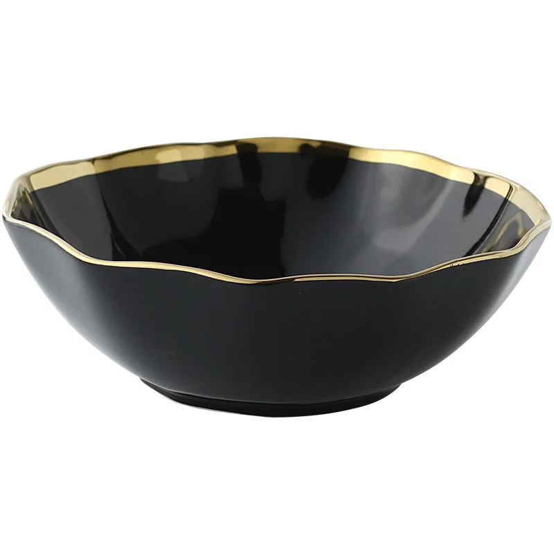 Ruili RL-R190807 Plates Sets Dinnerware Ceramic Porcelain Cheap Dishes set Dinnerware for Saucers Pure Color with Gold Edge