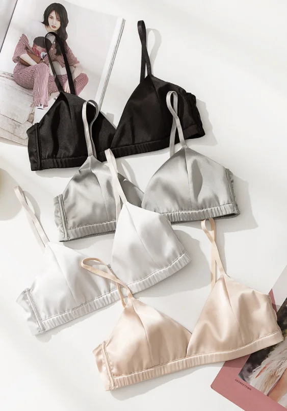 silk underwear Women Sexy Silk Bra ultra-thin ice silk bra