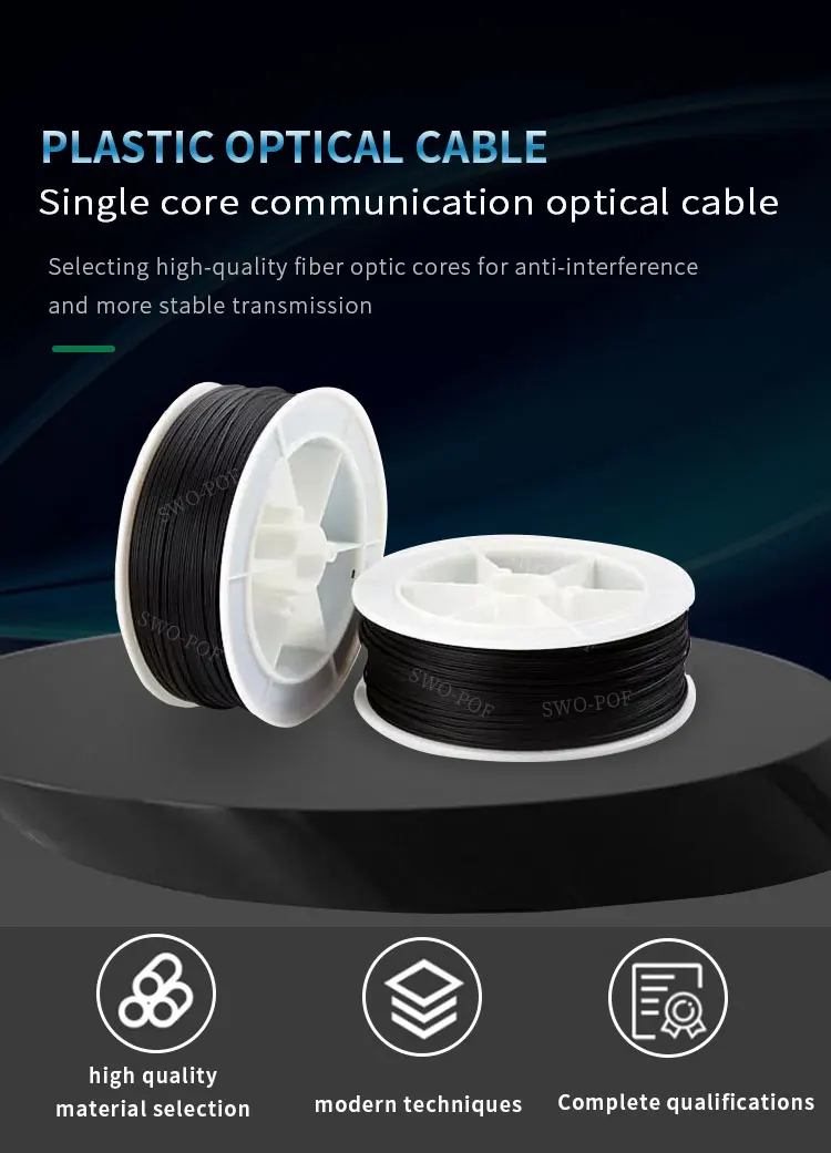 Underwater Outdoor Solid Core Lighting Plastic Fiber Optic 0.5mm Diameter PMMA Cable End Glow Customizable Size