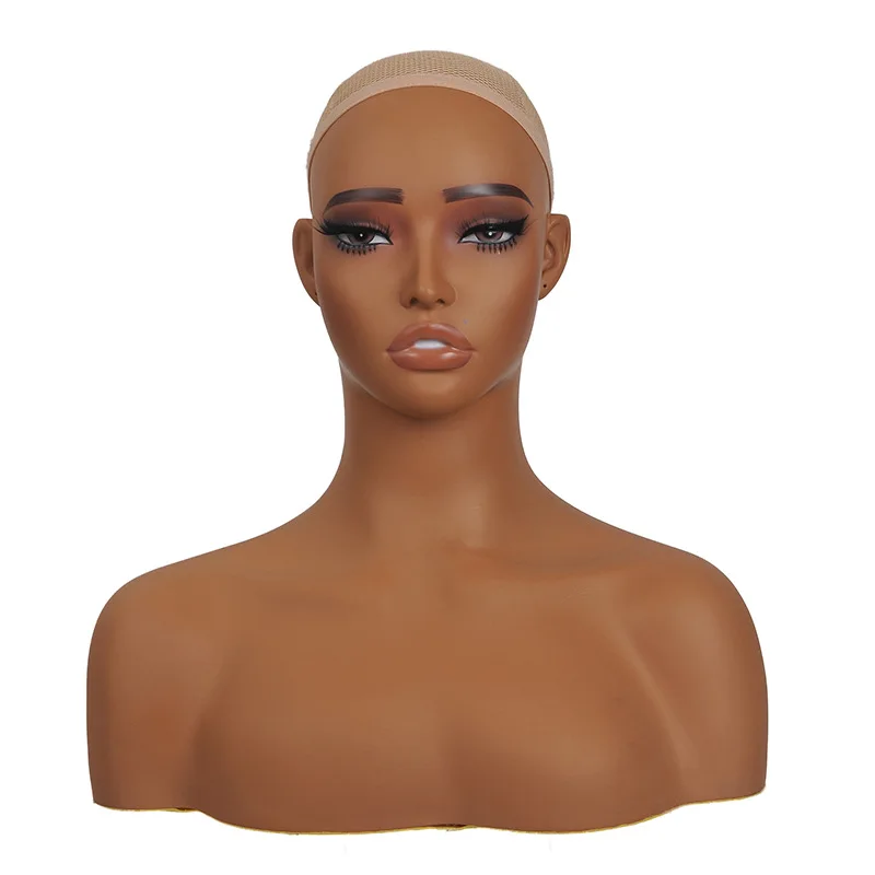Fashionable Low Price Female Mannequin Head With Shoulders Realistic Mannequin Head Bust pvc Head Mannequin for Wig Display