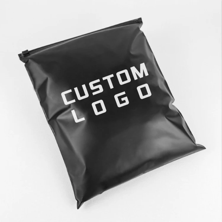 wholesale Custom logo clear matte black zipper bag with slider suit ziplock bags for clothes