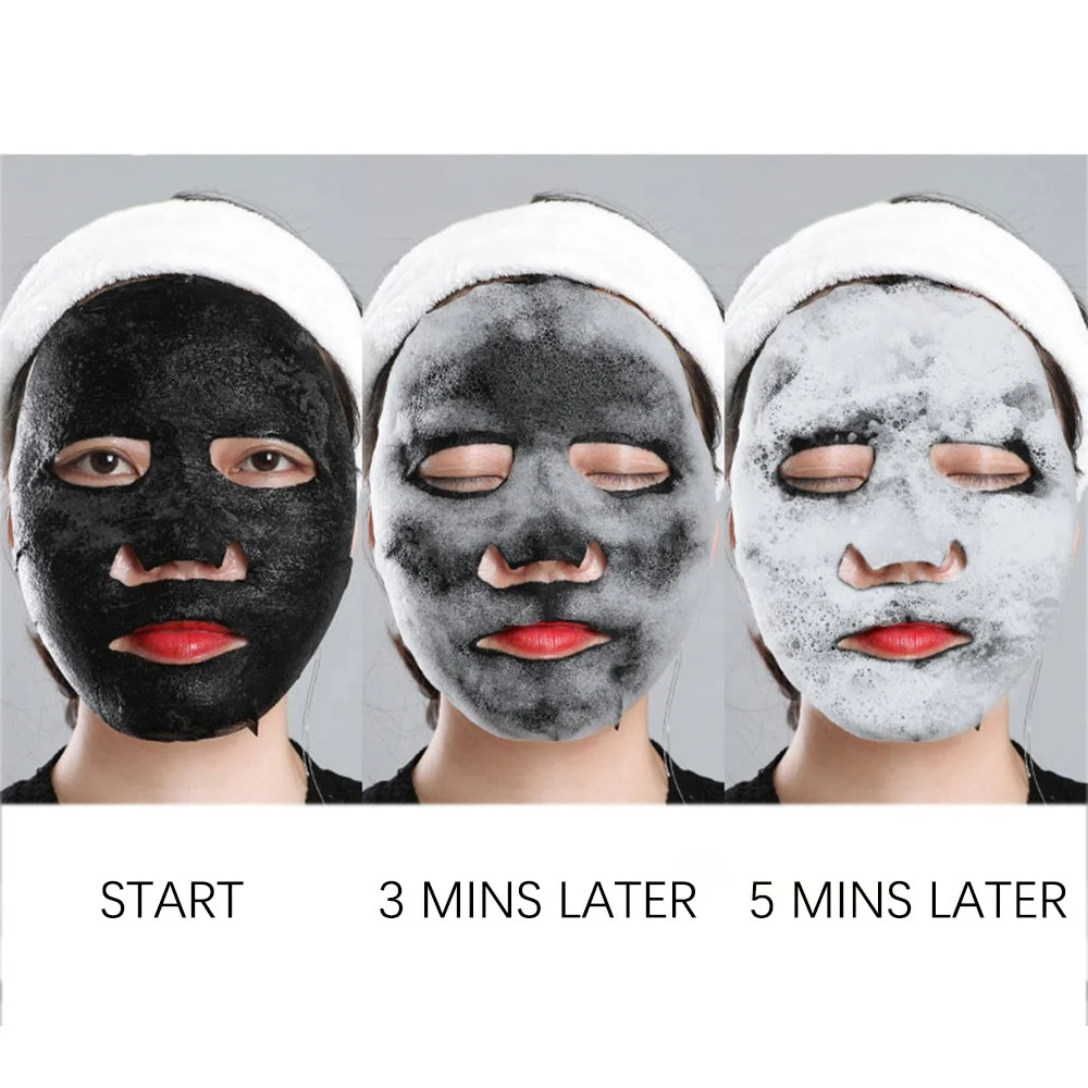 Wholesale OEM Black Sea Salt Moisturizing Brightening Deep Cleansing Bubble Purifying Charcoal Sheet Mask Black O2 Bubble Mask