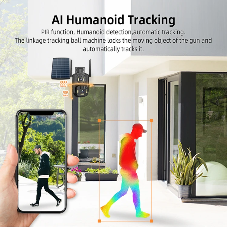 V380PRO 3MP HD wireless Dual lens Solar camera 4G Sim Card 18000mah long lasting home security camera