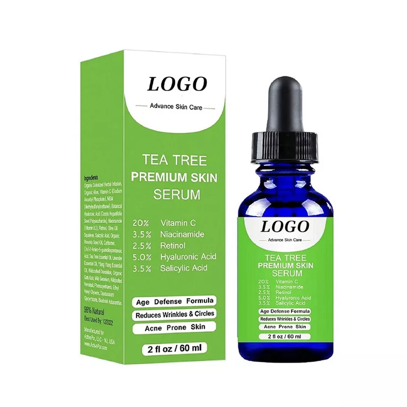 Organic 20% Vitamin C Anti Acne Serum 3.5% Niacinamide 2.5% Retinol 5% HA 3.5% Salicylic Acid Tea Tree Face Super Serum