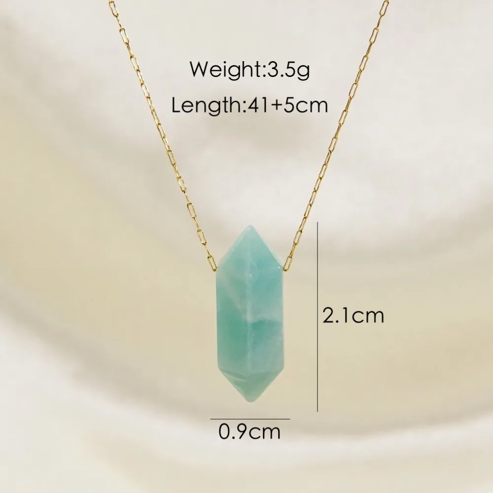Top Drilled Holes Mini Crystal Points Necklaces Double Point Pencil Pendant Jewelry Stainless Steel Gold Necklace For Gift