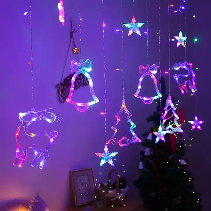 High Quality Led Deer Bell luces de navidad Christmas Garland  Fairy Lights Outdoor Home Wedding Party New Year Decoration