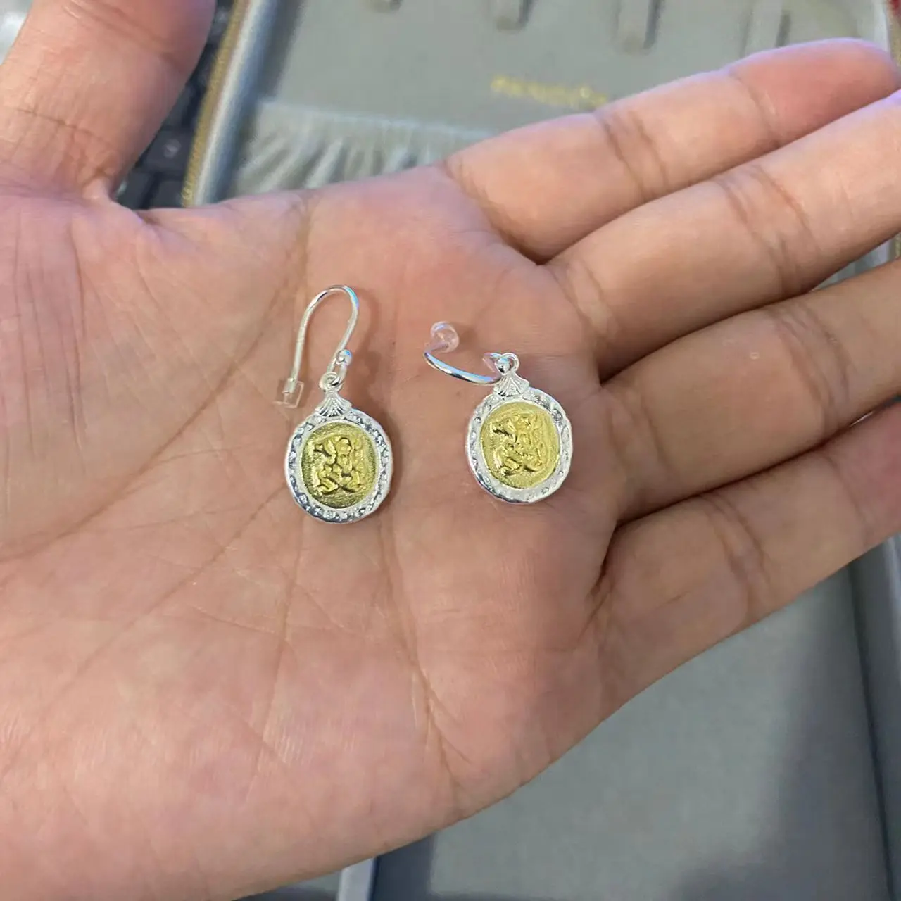 925 sterling silver Hoop Earrings Real Gold Plated Touses Bear Hotsell Earring Jewelry For Women