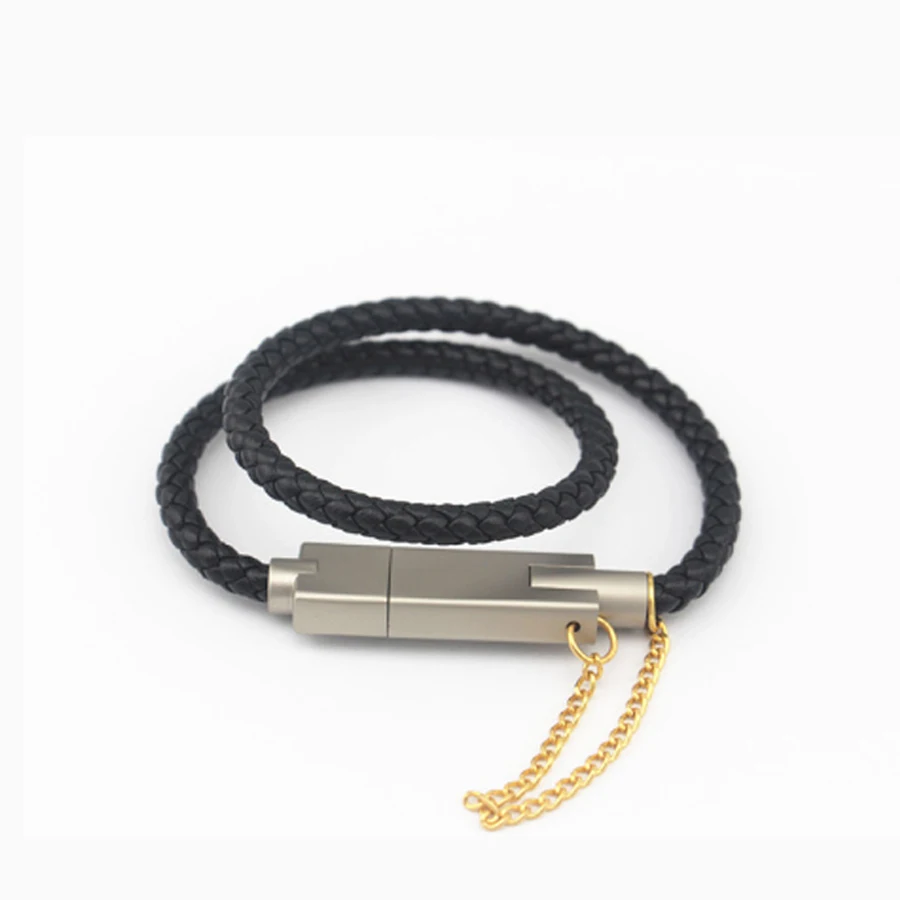 For Mobile Phone Magnetic Leather Bracelet USB Charger Cable