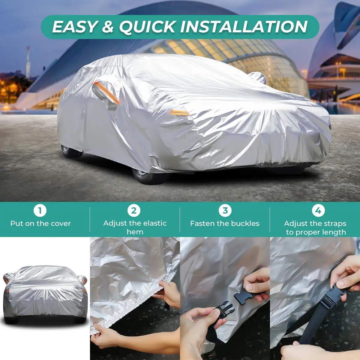 All Weather Car Cover 6 Layer Breathable UV Protection Waterproof Dustproof Universal Fit Full Car Covers