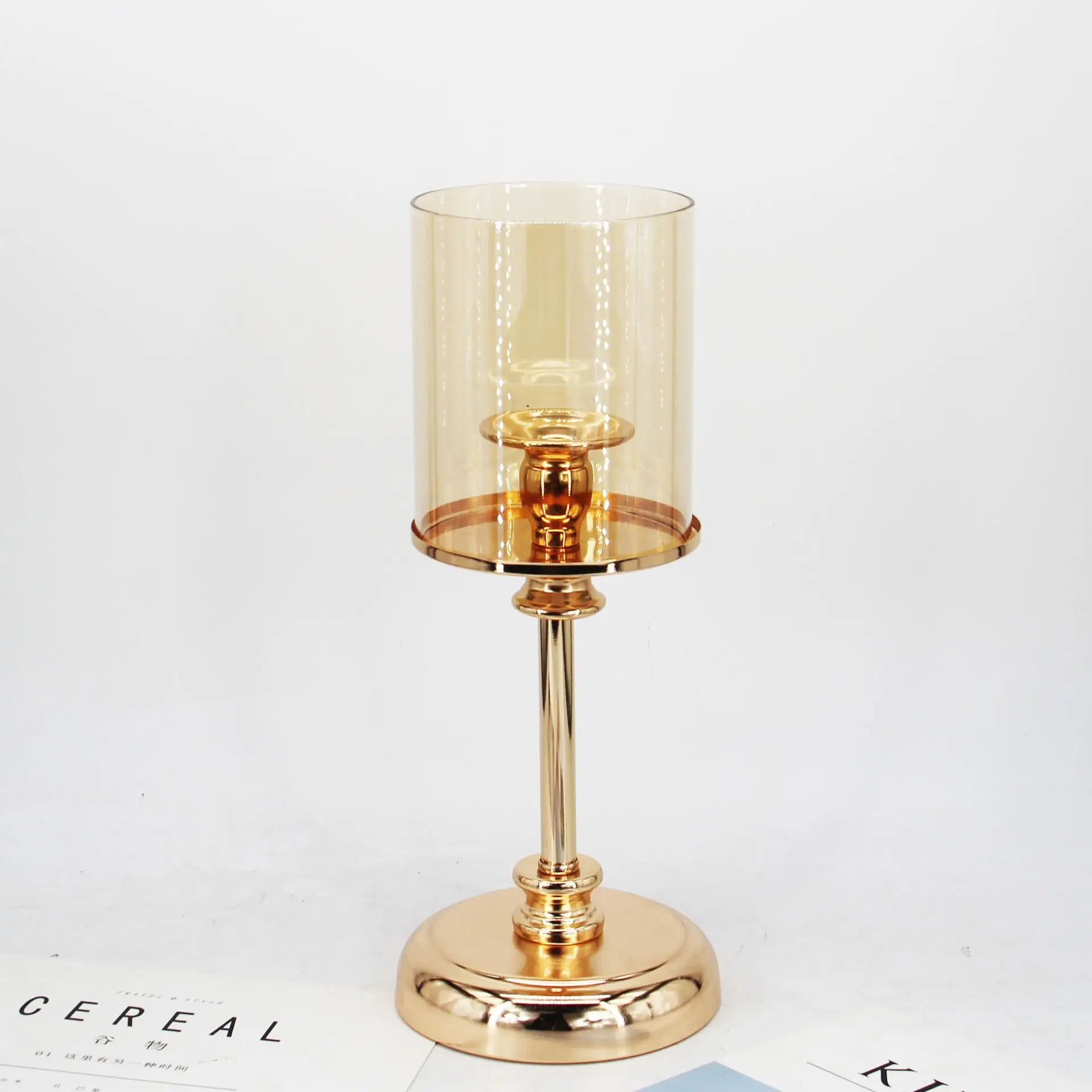 Wedding T stage Decoration candle pillar holder Candlestick decorative lamp luxury metal Gold Plated Candle Holders
