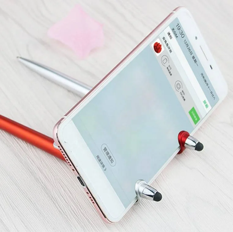 2023 New product new ideas custom logo Hot selling phone holder with pen touch,phone display stand ballpoint ball pen