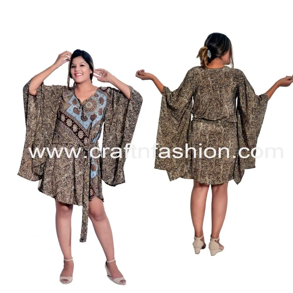 Ladies Beach wear kaftan tops - Summer wear ladies Short Silk kaftan tunics - Wholesale kaftan dress
