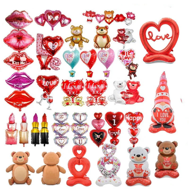 New Arrival Rainbow Candy Ice Cream Cute Teddy Bear Heart Balloon Children Toys Happy Birthtay Party Foil Balloons For Girls