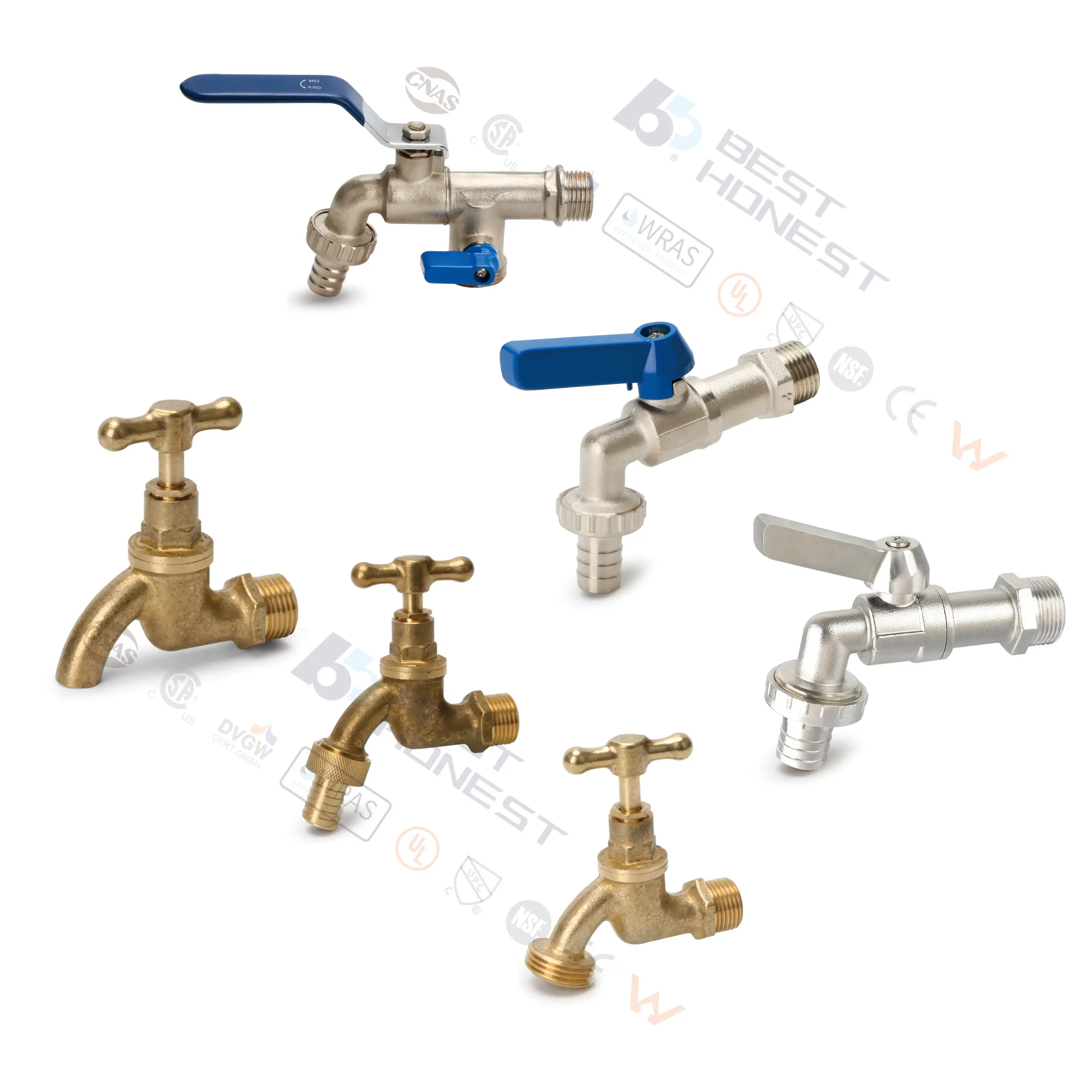 B&H Forged Brass Bibcock golden Supplier Outdoor Water Tap Faucets Brass Bibcock