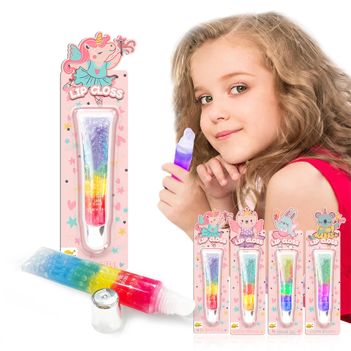 2022 Accept Custom Iridescence Fruity Lip Gloss Makeup Set for Kids