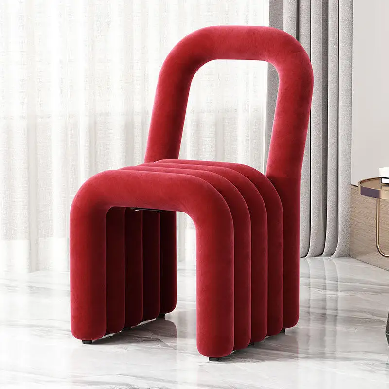 Creative Shaped Chair Leisure Backrest Velvet Living Room Side Shoe Changing Stool Simple Home Dining