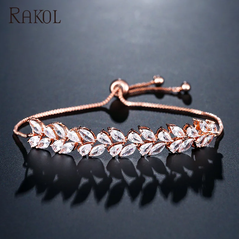 RAKOL BP2160 New Design irregular Adjustable Bracelet AAA Zircon Gold Plated Bracelet For Women