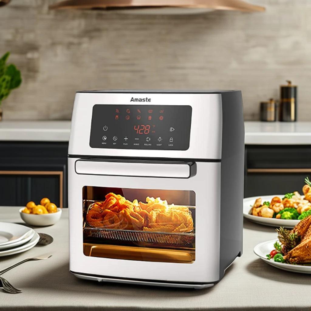15L Lager Capacity Smart Air Fryer Oven White Stainless Steel Digital Control Deep Fryer Household Use Plastic Accessory