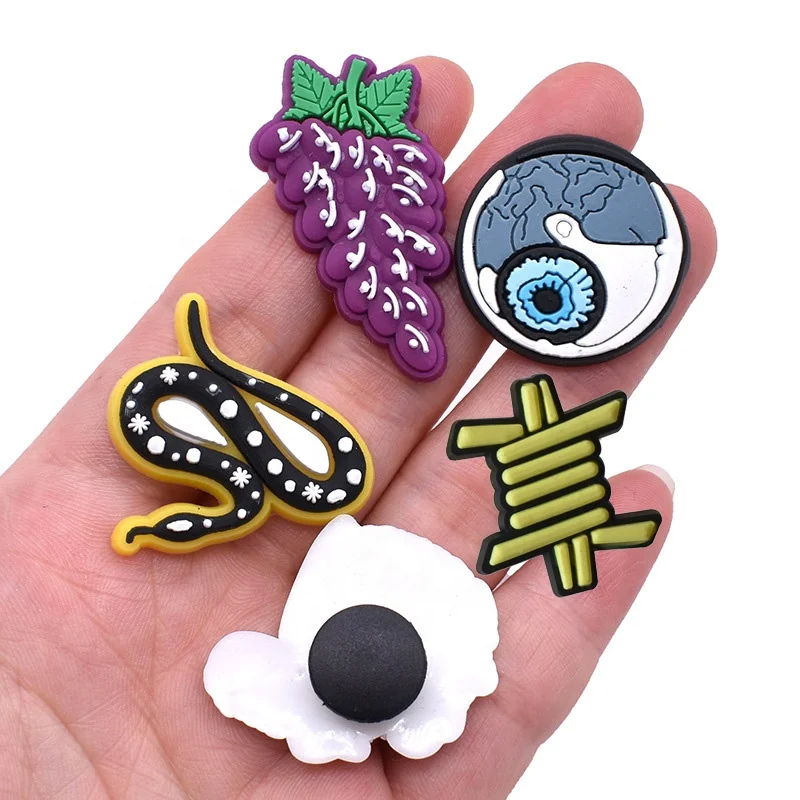 Factory Direct Sales Rainbow Cartoon Shoe Accessories Shoe Charms Wholesale Bulk PVC Shoe Post Malone Style For Sandal