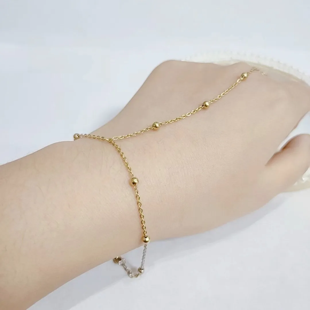 2 pieces harness chain gold plated bracelet ring hand chain