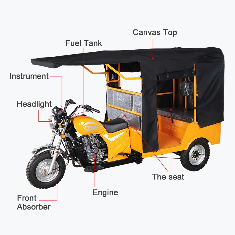 В новом дизайне по низкой цене Bajaj 3 колеса 250CC бензиновый такси-тук