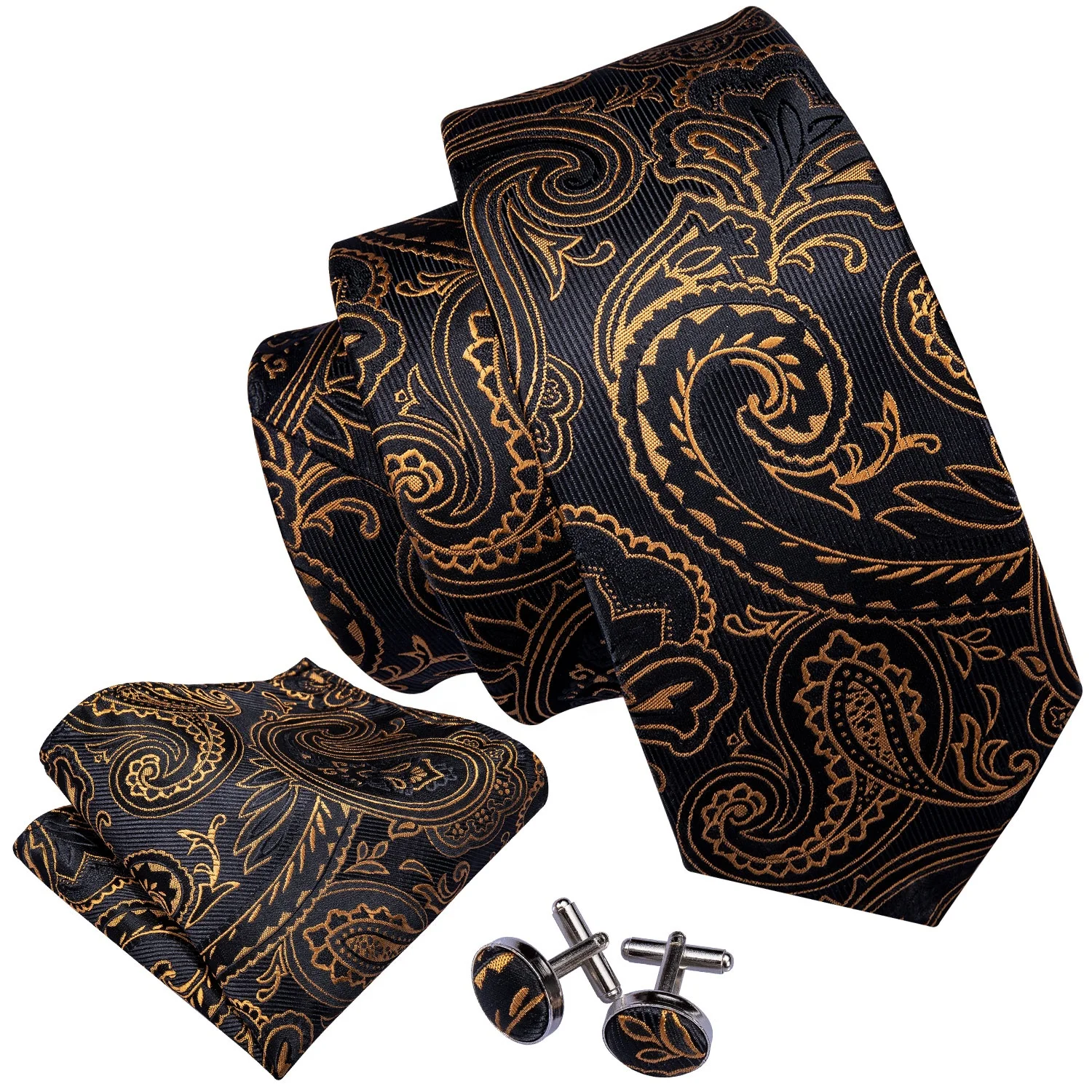 Discount Gravata Silk Mens Paisley Tie and Pocket Square Set