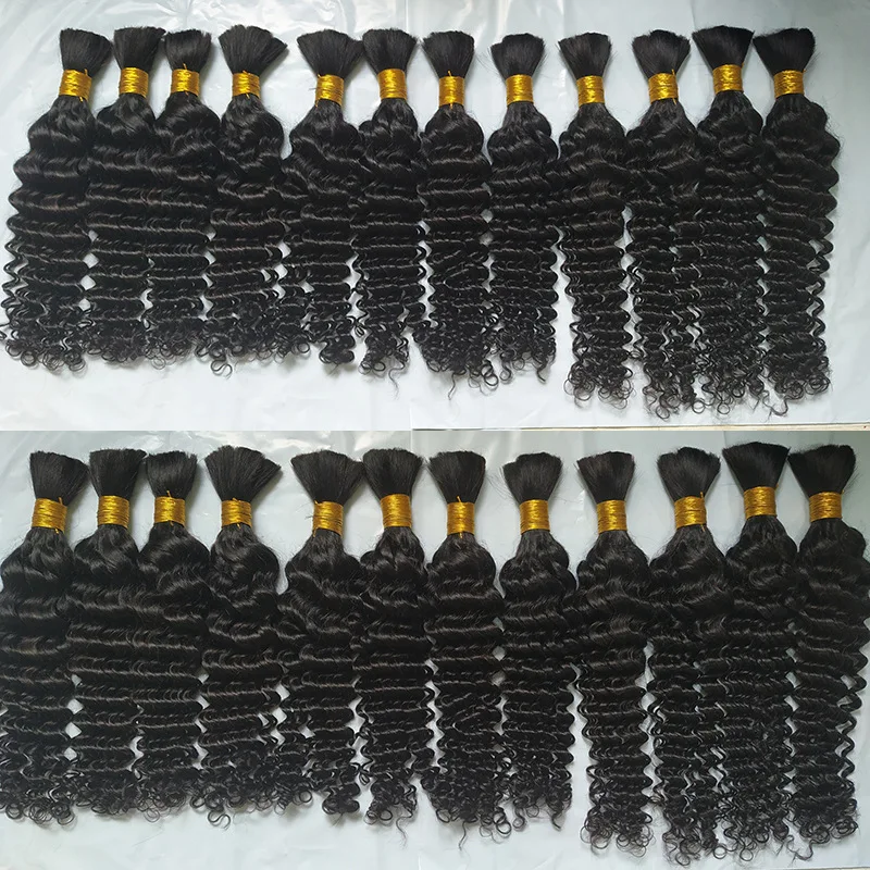 2024 Unprocessed Raw European Natural Human Hair Bulk wave Virgin Human Hair Braiding Bulk  for braiding