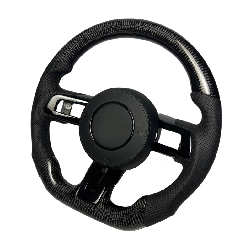 For Ford Mustang 2015 2016 2017 2018 2019 2020 2021 2022 Modified Carbon Fiber Steering Wheel Sport Flat Bottom