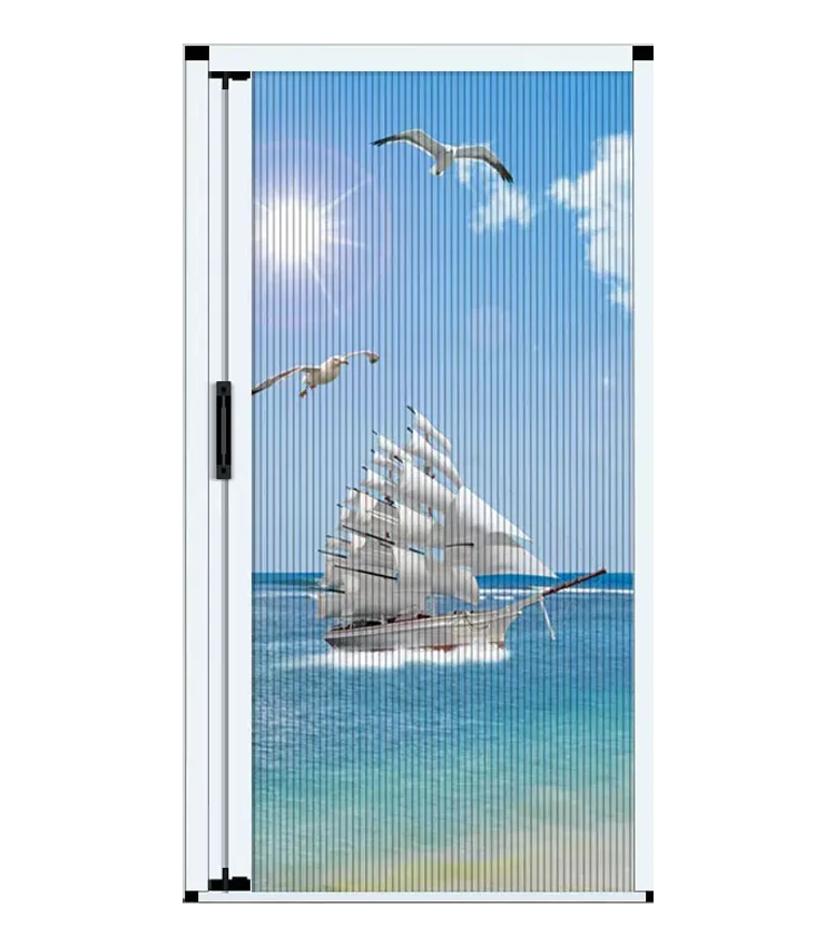 Easy to open and close pleated mesh door security aluminium frame pleated anti insect polyester screen doors