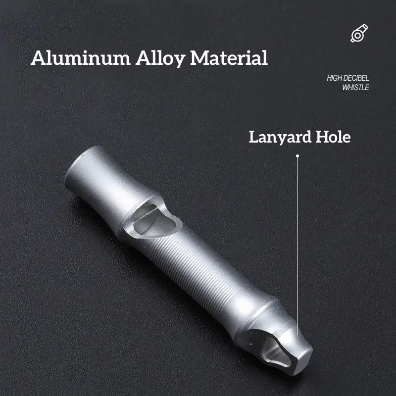 Factory wholesale EDC Whistle aluminium Training supplies whistle referee High-frequency explosive sound whistles with lanyard