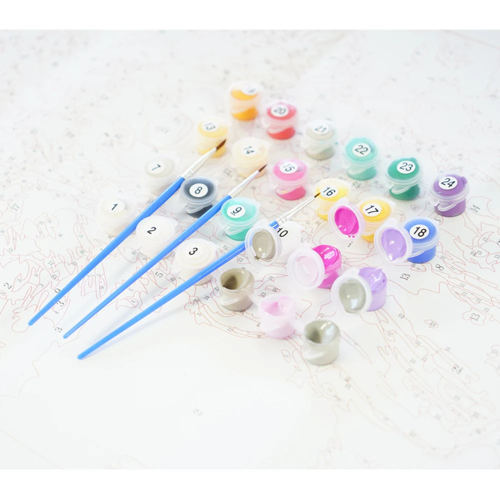 Factory Direct Digital Painting Art City Sunset Oil Painting Paint By Numbers On Canvas With Frame Wholesale