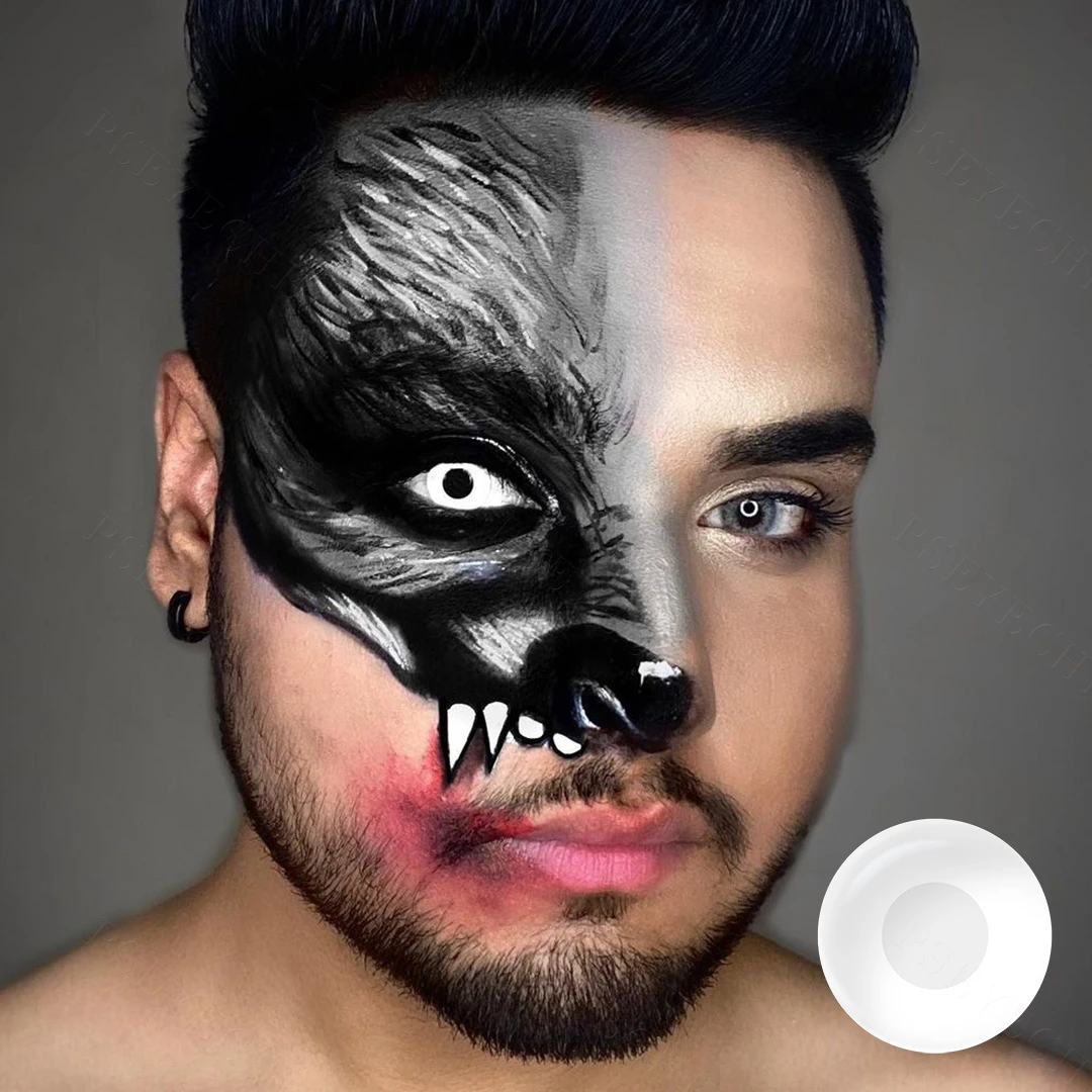 Pseyeche Whiteout contact lens Scary Halloween colored contact lenses cosplay lentilla de color crazy blind contact lenses