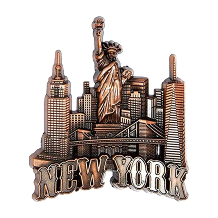 Direct Selling Fast Sample Enamel Debossed America Landmark Architecture Metal Fridge Magnet