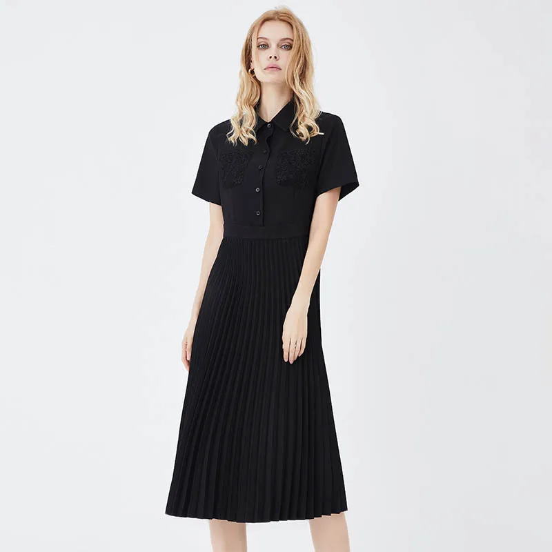 Exquisite Workmanship Modern Trendy Summer Women Short Sleeve Mid Length Dress Ladies Chiffon Midi Length Dress