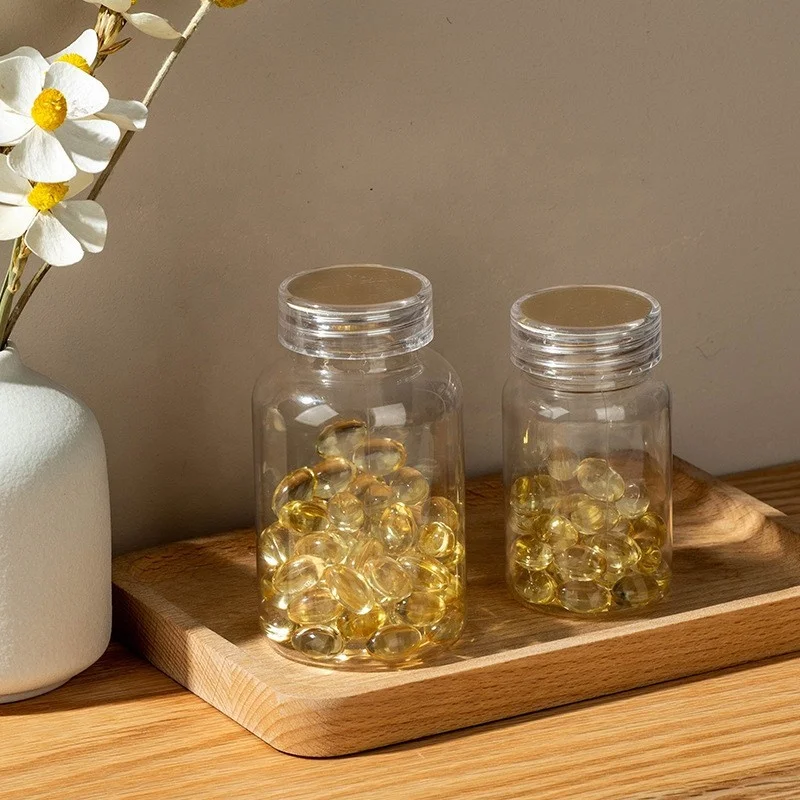 Food Grade PET Plastic Candy Container Jar with tabels Healthcare Vitamin Capsule Bottle