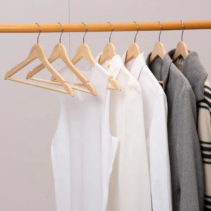 Wooden Men Skirt Hangers with Non Slip Pants Bar Solid Wood Coat Hanger