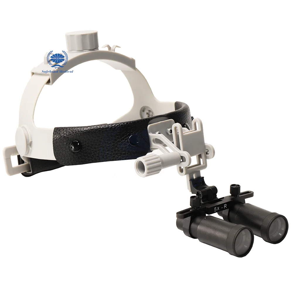 Medical head-mounted adjustable 5x magnifying glass dental headlight binocular magnifying glass