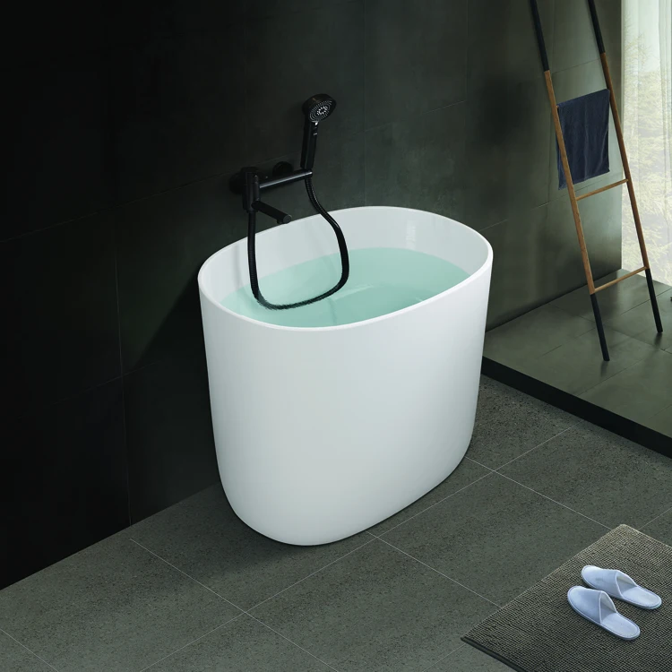 2024 New Developed High Quality Adult Round Soaking Bathtub Freestanding Modern Oval Shape Pure Acrylic Bathtub